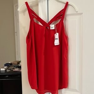 Red Polyester Strap Top